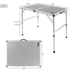 AKTIVE - Table De Camping Pliante, Réglable En 2 Hauteurs, 90x60x40/70 Cm, Gris -Petromax Soldes Boutique aktive table de camping pliante reglable en 2 hauteurs 90x60x4070 cm gris 3