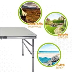 AKTIVE - Table Pliante Avec 2 Tabourets Et Poignée De Transpor, Gris -Petromax Soldes Boutique aktive table pliante avec 2 tabourets et poignee de transpor gris 3