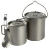 Batterie De Cuisine De Camping Set | Casseroles + Fourchette/Cuillère | Titane