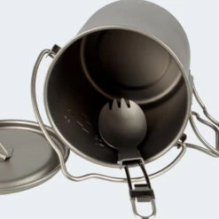 Batterie De Cuisine De Camping Set | Casseroles + Fourchette/Cuillère | Titane -Petromax Soldes Boutique batterie de cuisine de camping set casseroles fourchettecuillere titane 2