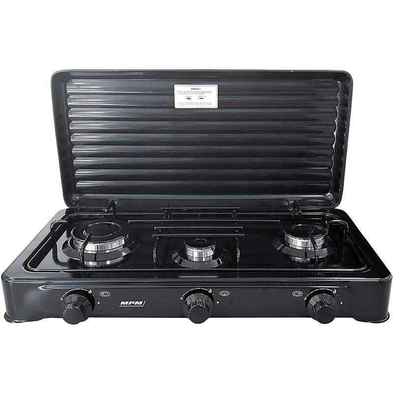 MPM Cuisinière à Gaz Portable Pour Le Camping Avec 3 Feux Couvercle Smile 1 MPM Cuisinière à Gaz Portable Pour Le Camping Avec 3 Feux Couvercle Smile
