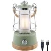 Lampe Lanterne De Camping LED Kiruna - Rechargeable - USB - Bambou - Style Rétro