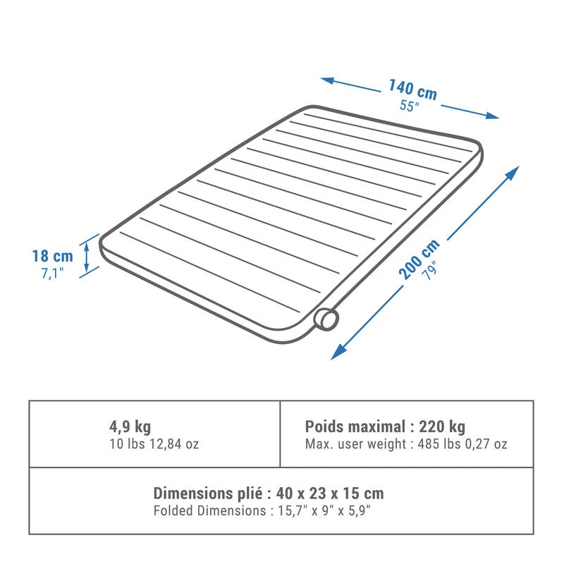 Quechua MATELAS GONFLABLE DE CAMPING - AIR SECONDS 140 CM - 2 PERSONNES 2 Quechua MATELAS GONFLABLE DE CAMPING - AIR SECONDS 140 CM - 2 PERSONNES – Image 2