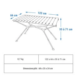 Quechua TABLE DE CAMPING COMPACTE 4/6 PERSONNES - PLATEAU BOIS - POCHE DE RANGEMENT -Petromax Soldes Boutique table de camping compacte 46 personnes plateau bois poche de rangement 1